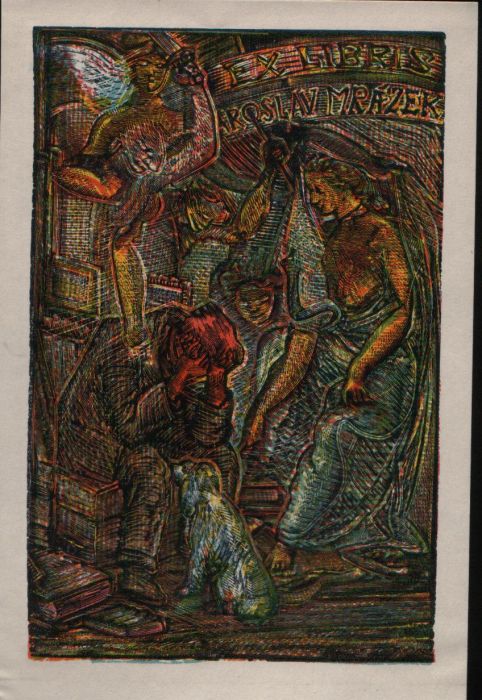 Ex libris Jaroslav Mrázek, barevná varianta