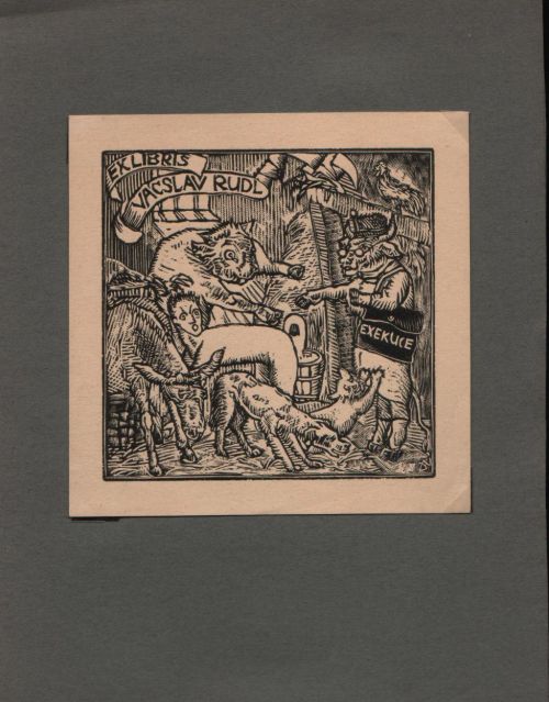 Ex libris Vácslav Rudl. Exekuce