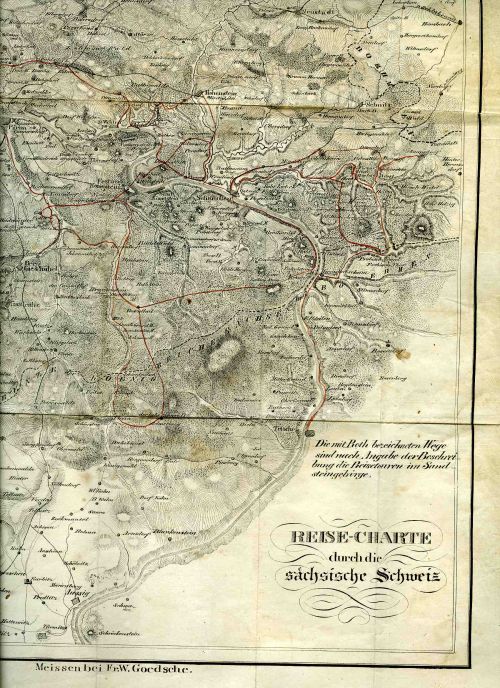 Wegweiser durch die böhmisch-sächsische Schweiz von Einem, der diese Gegend seit mehrern Jahren besucht. Mit einer Reisekarte und zwölf Ansichten, schwarz oder colorirt und auch ohne dieselben.