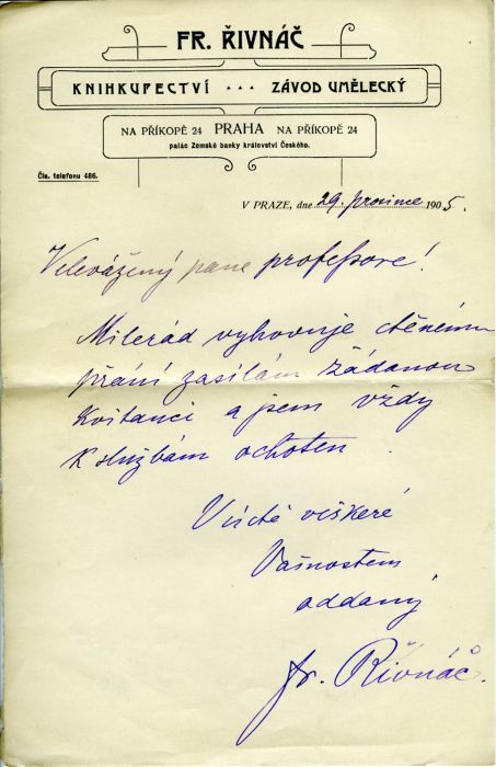 Rukopisná obchodní zpráva.