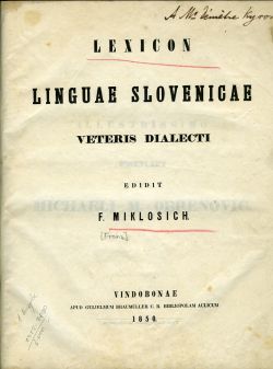 Lexicon linguae slovenicae veteris dialecti edidit ...