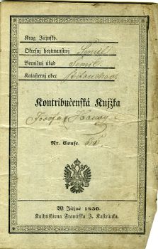 Kontribučenská Knjžka [vepsáno: Josefa Hansy].