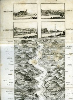 PANORAMA DER ELBE und andere nächsten Umgebungen von Strehla bis Aussig. als Charte des Flusses durch ganze Königreich Sachsen mit Markirung der preussischen und österreichischen Grenzen gezeichnet und gestochen von .... Mit Wiemanns topographischen Notizen.