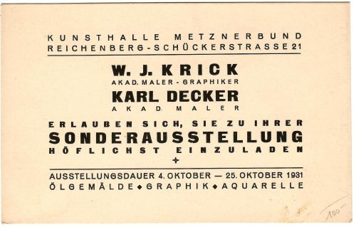 Práce skupiny Metznerbundu Oktobergruppe z Liberce. "Síň Mánesa" CXXXVI. výstava S. V. U. "Mánes"