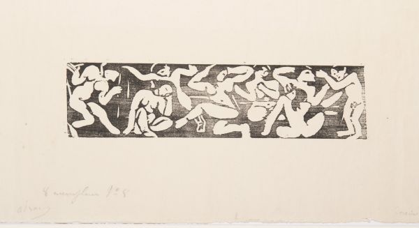 Frise, huit nus dansant et accroupis [Vlys, osm aktů tančících v podřepu]