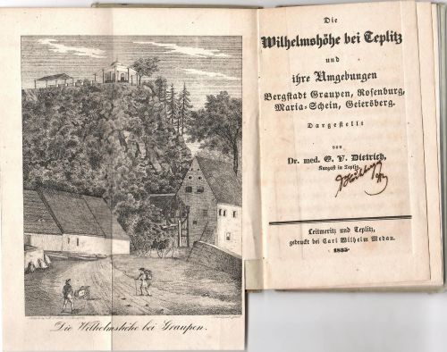 Die Wilhelmshöhe bei Teplitz und ihre Umgebunden Bergstadt Graupen, Rosenburg, Maria=Schein, Geiersberg.