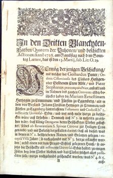 In den Dritten Blanckyten Farben Quatern der Puhonen/ und beschickten Actionen/ Anno 1728. am Sammstag nach dem Sonntag Laetare, das ist den 13. Martii, sub Lit: O. 29.