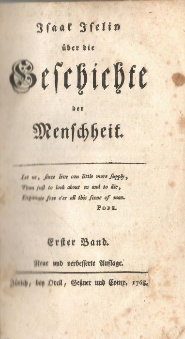 Über die Geschichte von Menschheit. Erster + Zweiter Band.