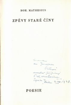 Zpěvy staré Číny. Parafráze staré čínské  poesie. 