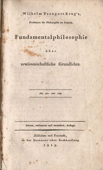 Fundamentalphilosophie oder urwissenschaftliche Grundlehra.