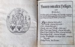 Litaney von allen Heiligen, und Gebether, wie selbe täglich, nur Samstag und Frauentage ausgenommen, bei dem nachmittagigen Gottesdienst mit lauter Stimme unter Beantwortung des Volkes zu bethen sind.