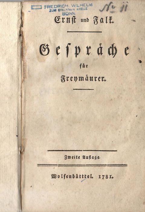 Ernst und Falk. Gespräche für Freymäurer.