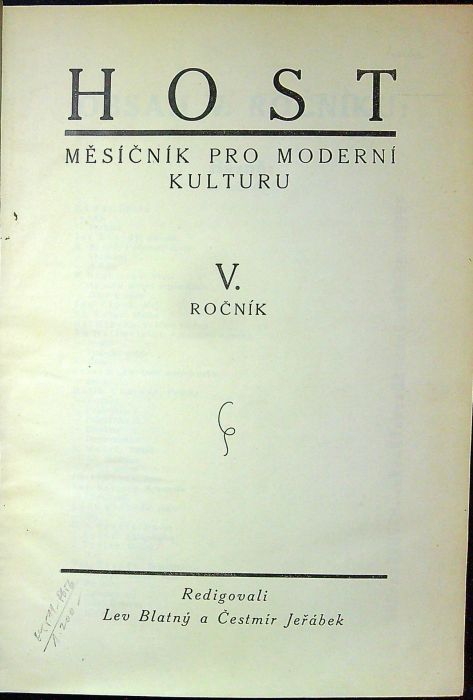 Host. Měsíčník pro moderní kulturu, V. ročník. (kompletní)