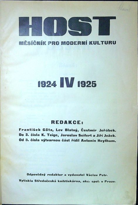 Host. Měsíčník pro moderní kulturu. IV. ročník (kompletní)