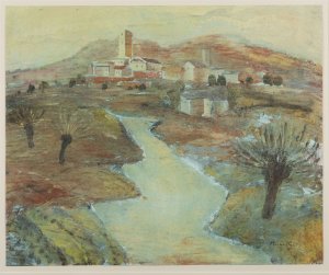 Landschaft mit Stadt