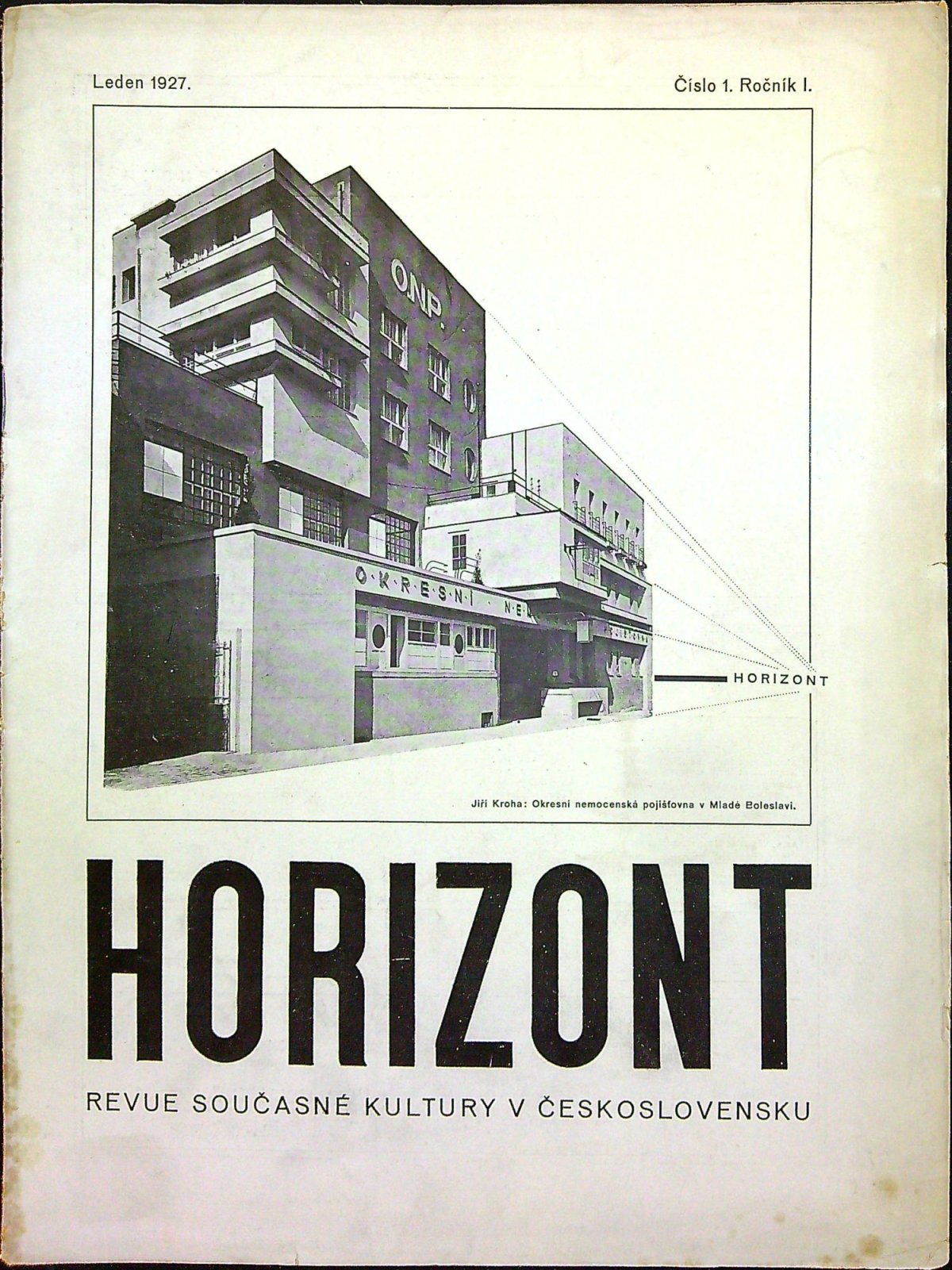 Horizont. Revue současné kultury v Československu. Číslo 1. Ročník I.