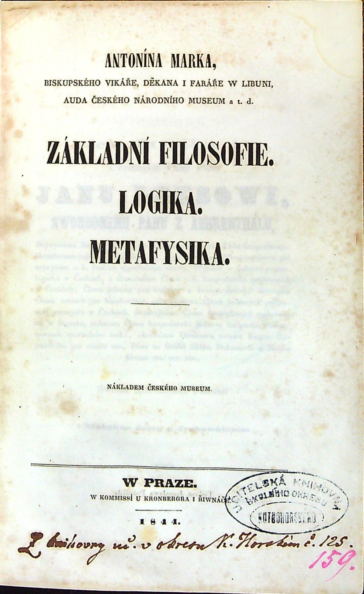 Základní filosofie. Logika. Metafysika.
