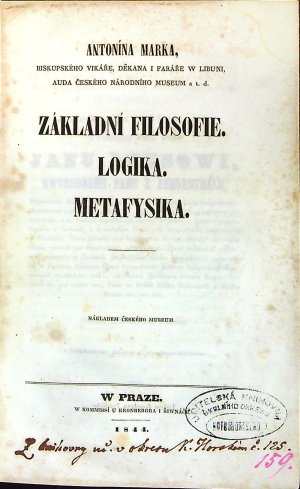 Základní filosofie. Logika. Metafysika.