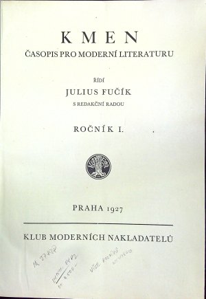 Kmen. Časopis pro moderní literaturu. Ročník I. + II. (kompletní, více ročníků nevyšlo)
