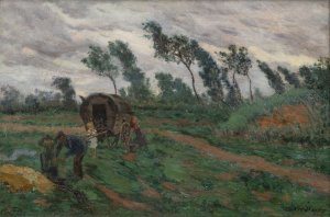 Landschaft mit Wohnwagen